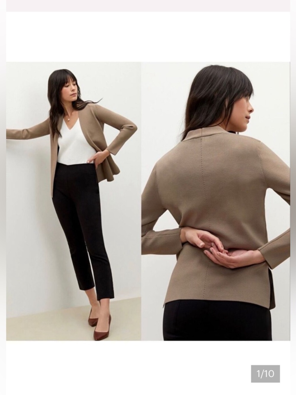 MM Lafleur Woolf Cardigan Jacket Knit  Taupe Size Large